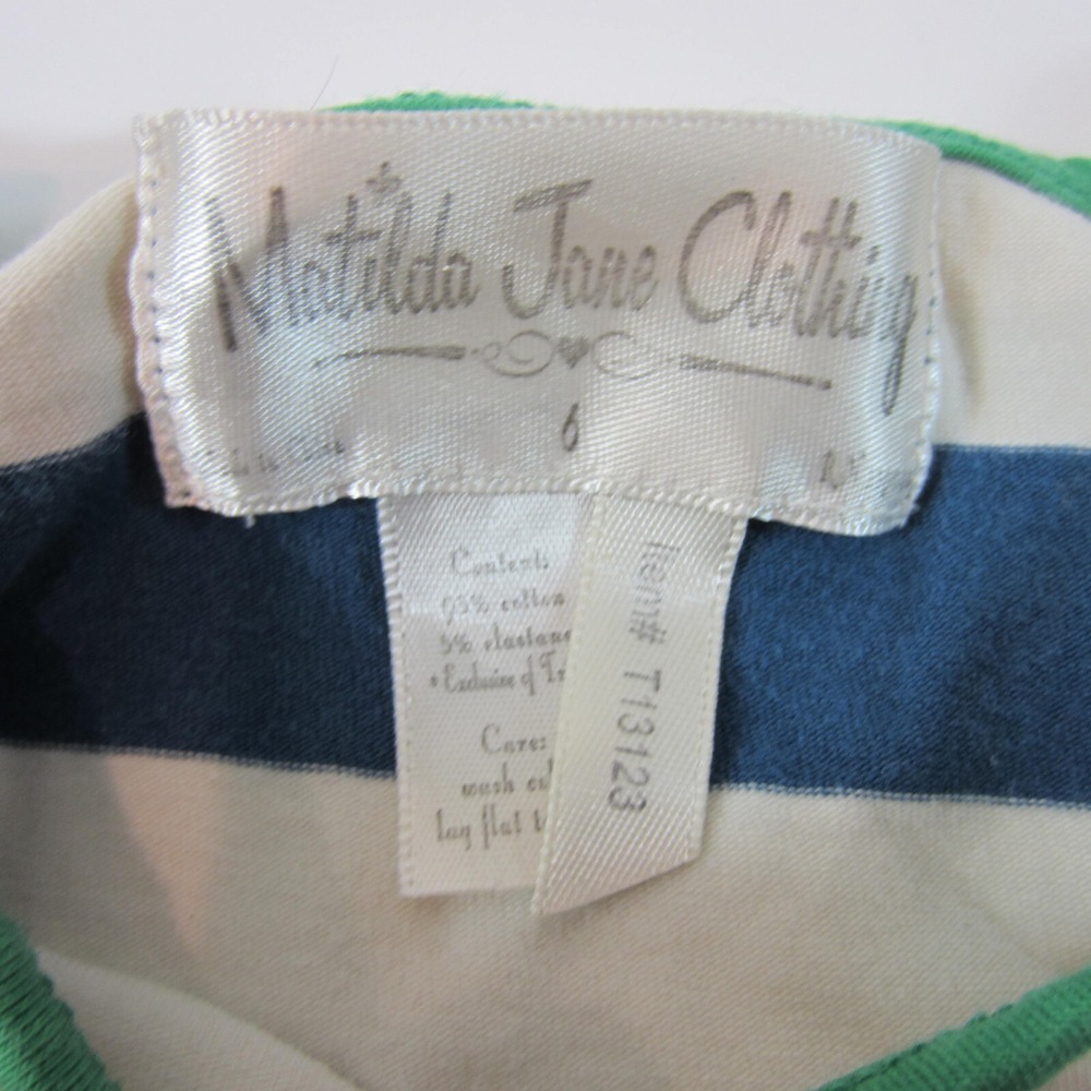Matilda Jane Girl's tee good hart paddle boat blue white striped 6 flaw - Picture 3 of 5